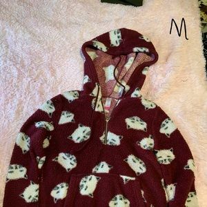 Kitten Fleece Pull Over Crop Hoodie